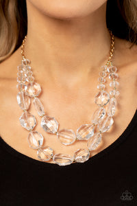 Icy Illumination - Gold &  White Necklace - Sabrina's Bling Collection