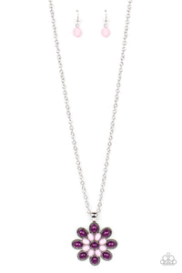 In the MEADOW of Nowhere - Multi Plum & Rosette Necklace - Sabrina's Bling Collection