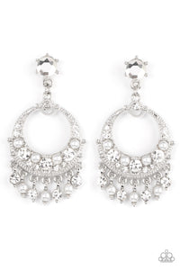 Marrakesh Request - White Rhinestone Earrings - Sabrina's Bling Collection