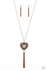 Prismatic Passion - Copper & Iridescent Heart Necklace - Sabrina's Bling Collection