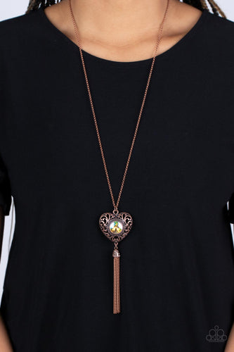 Prismatic Passion - Copper & Iridescent Heart Necklace - Sabrina's Bling Collection