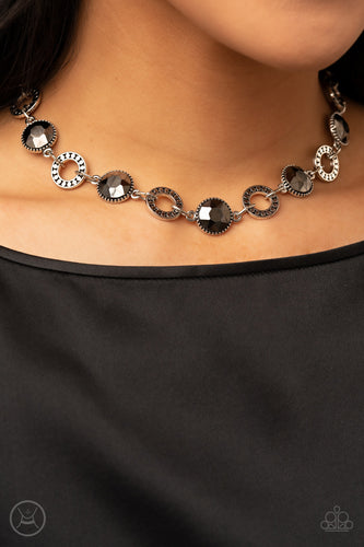 Rhinestone Rollout - Silver Hematite Necklace - Sabrina's Bling Collection