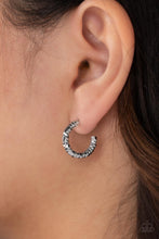 Load image into Gallery viewer, Wandering Wreaths - Silver Hammered Hoop Earrings - Sabrina&#39;s Bling Collection