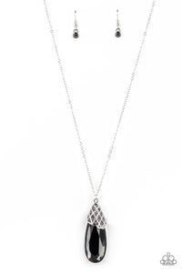 Dibs on the Dazzle - Silver & Black Teardrop Necklace - Sabrinas Bling Collection