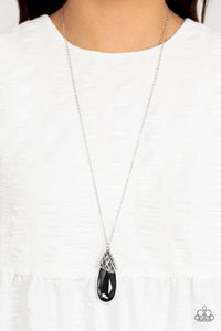 Dibs on the Dazzle - Silver & Black Teardrop Necklace - Sabrinas Bling Collection