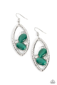 Famously Fashionable - Green Cat's Eye Earrings - Sabrina's Bling Collection