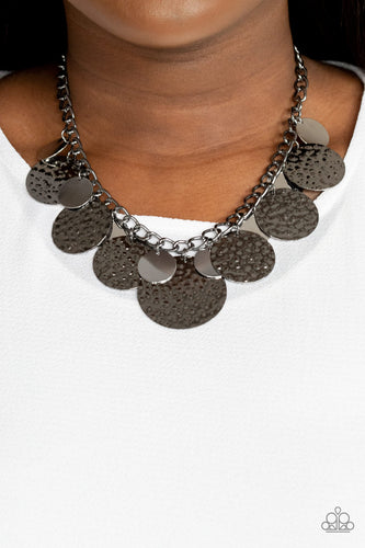 Industrial Grade Glamour - Black Hammered Necklace - Sabrina's Bling Collection