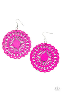 Island Sun - Pink Wood Earrings - Sabrina's Bling Collection