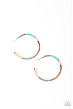 Load image into Gallery viewer, Joshua Tree Tourist - Brass, Turquoise, Brown Hoop Earrings - Sabrina&#39;s Bling Collection