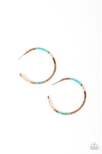 Joshua Tree Tourist - Brass, Turquoise, Brown Hoop Earrings - Sabrina's Bling Collection