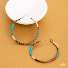 Load image into Gallery viewer, Joshua Tree Tourist - Brass, Turquoise, Brown Hoop Earrings - Sabrina&#39;s Bling Collection