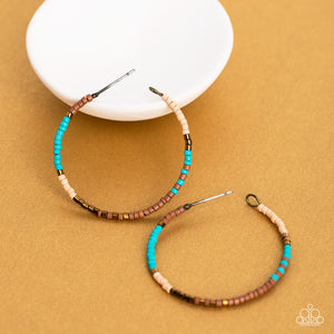 Joshua Tree Tourist - Brass, Turquoise, Brown Hoop Earrings - Sabrina's Bling Collection