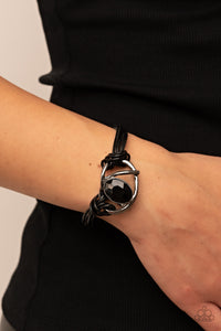 Keep Your Distance - Black Leather Bracelet - Sabrina's Bling Collection