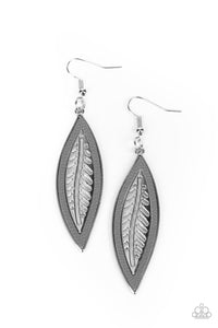 Leather Lagoon - Silver Leaf Earrings - Sabrina's Bling Collection