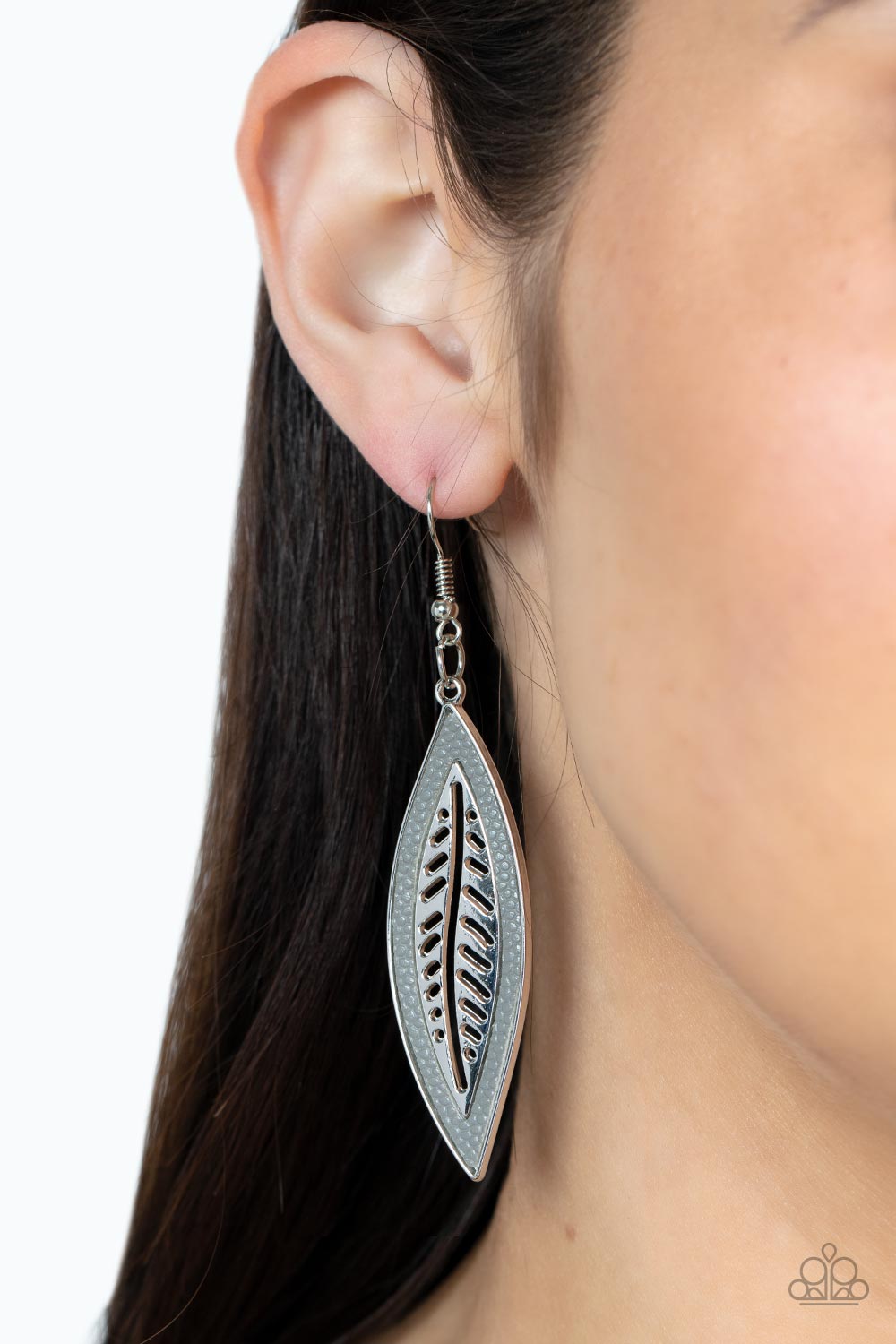 Leather Lagoon - Silver Leaf Earrings - Sabrina's Bling Collection