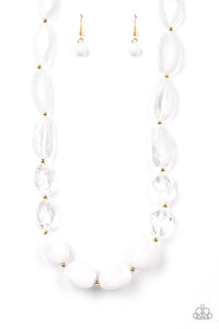 Private Paradise - White & Gold Necklace - Sabrina's Bling Collection