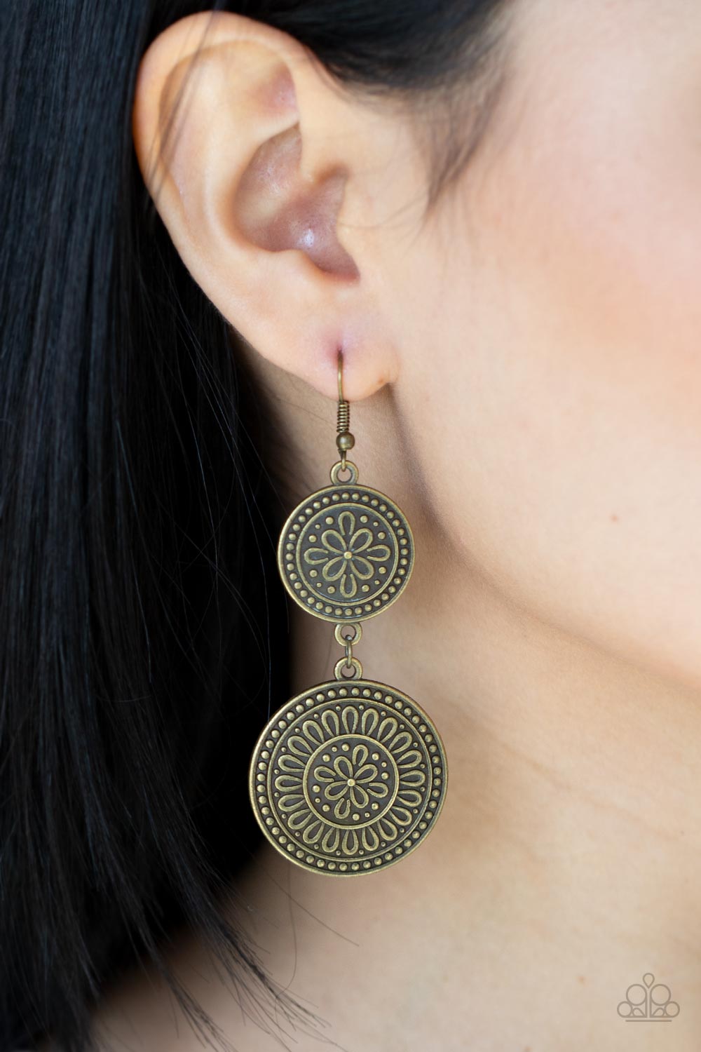 Road Trip Paradise - Brass Earrings - Sabrina's Bling Collection