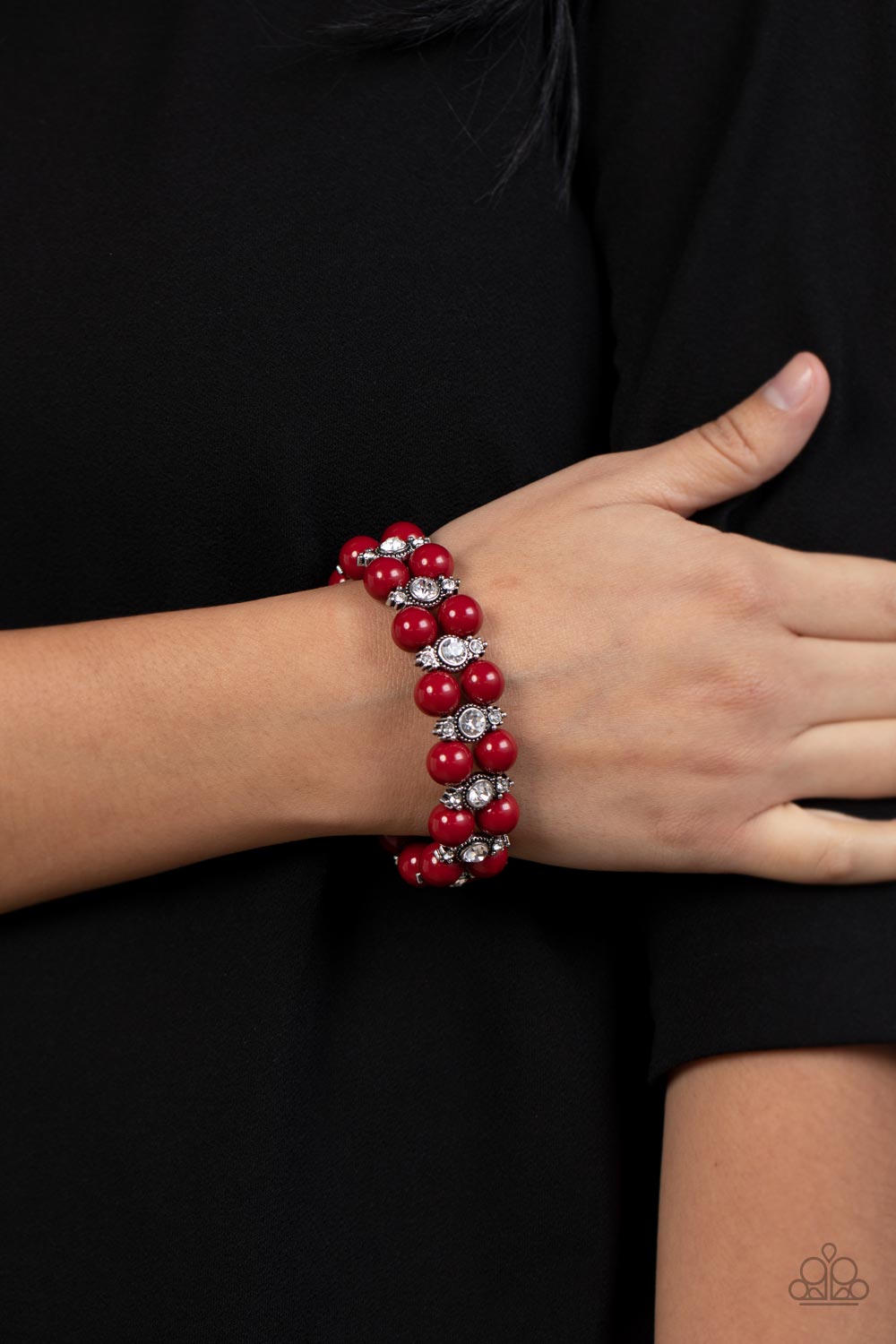 Starlight Reflection - Red & Rhinestone Bracelet - Sabrina's Bling Collection