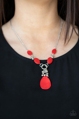 Summer Idol - Red Teardrop Necklace - Sabrina's Bling Collection