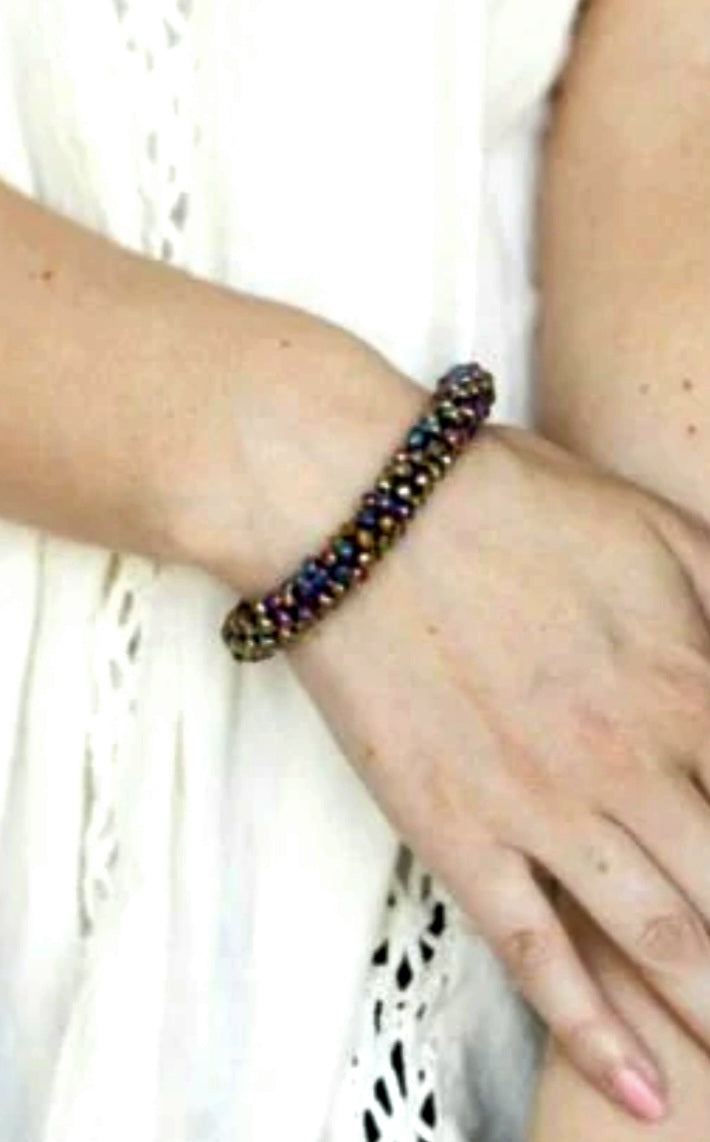 Wake Up And Sparkle - Multi Oil Spill Bracelet - Black Diamond Exclusive - Sabrinas Bling Collection