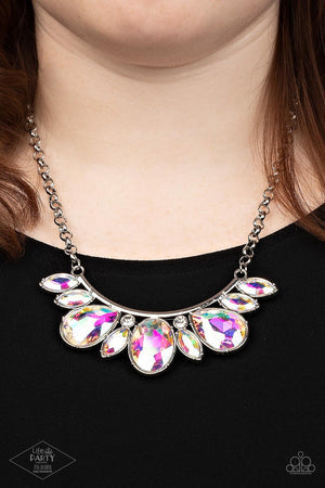 Never SLAY Never - Multi Iridescent Rhinestone Necklace - Paparazzi Accessories